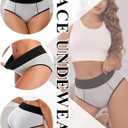 Avidlove Womens Underwear Cotton Hipster Panties High Waist Briefs Color Clash Underpants 1-4 Packs (Gray, L)