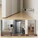 Mousike 4.5" Silver Door Stops for Bottom of Door (4 Pack) - Heavy Duty Industrial Springy Doorstops & Wall Stops for Solid Core, Garage, Warehouse, Office, Commercial Doors