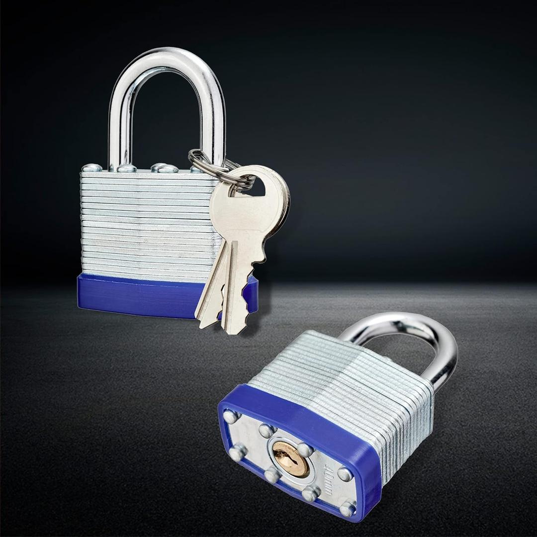 AOSRUM Lock Outdoor Padlocks, Laminated keyed Padlock, 1-9/16 in Wide Body, Padlock Set with Keys (1Pack)