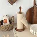 Wood Paper Towel Holder, Vintage Wooden Countertop Paper Towel Holders for Kitchen Roll Holder, Paper Towel Holder for Kitchen Roll Organize, Free-Standing Kitchen Roll Holder with Wood Base