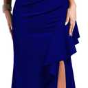 WOOSEA Women's Scoop Neck Sleeveless Split Bodycon Mermaid Evening Cocktail Long Dress (Royal Blue, M)