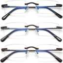 HIYANJN Frameless Reading Glasses Blue Light Blocking Rimless Computer Reader For men Lightweight Eyeglasses (3-Pack, +2.25)