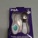 doddl Toddler Utensils, Ergonomic Fork and Spoon Set for Self Feeding, Stainless Steel Silverware for 1-3 Year Olds, BPA Free, Dishwasher Safe (Aqua)