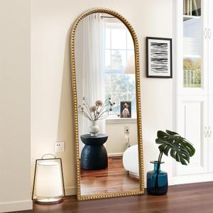 BAODANFU Vintage Full Length Wall Mirror, Large Gold Arch Floor Mirror 20"X53" with Antique Beaded Metal Frame for Dresser Living Room, Decorative Mirrors for Entryway Hallway Bathroom