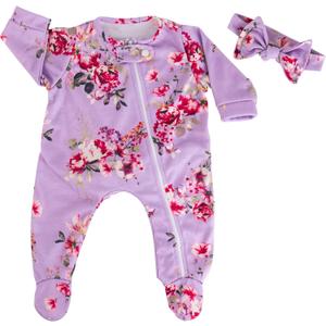 Aori Lifelike Reborn Baby Dolls Clothes 20 inch Purple Clothing Floral Jumpsuits Set for 17-20 Inch Newborn Girl Doll