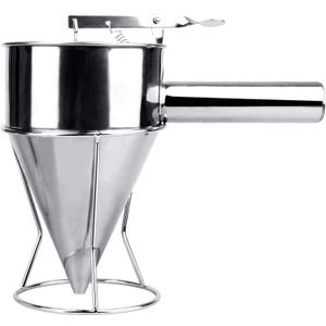 MyLifeUNIT Stainless Steel Pancake Batter Dispenser, Funnel Dispenser with Stand for Takoyaki and Baking (Large)