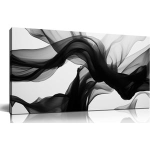 DNIEOTU Abstract Wall Art for Living Room, Black White and Gray Canvas Wall-Decor for Bedroom, Modern Minimalist Picture Prints for Hallway Office, Size 40 x 20 Inches