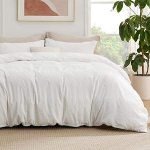 Bedsure Duvet Cover with Fitted Sheet Queen - Cooling Deep Pocket, Hotel Luxury Soft Double Brushed Bedding Set with Zipper Closure, 1 Duvet Cover, 1 Fitted Sheet, 2 Pillow Shams, NO Comforter, White