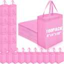 Windyun 100 Pcs Reusable Tote Bag Bulk 8 x 4 x 10 Inch Non Woven Shopping Bag with Handle Christmas Reusable Grocery Gift Tote (Pink)