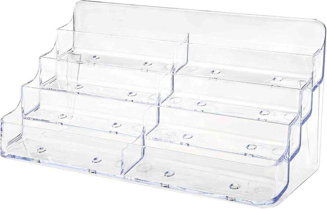 Business Card Holder Counter for 3.5" x 2" Size Appointment Cards for Trade Shows Expos Retail Shops Clear Acrylic by Marketing Holders (4 Tier 8 Pocket)