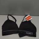 Hanes Women's Originals Contour Wireless, Seamless Rib Bralette, ComfortFlex Fit, Black, Large