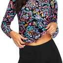 Daci Women Two Piece Rash Guard Long Sleeve Swimsuits UV UPF 50+ Swim Shirt Bathing Suit with Boyshort Bottom, XL