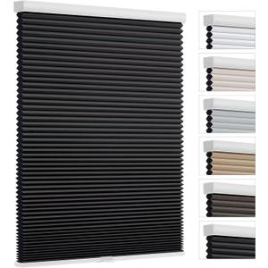 Changshade Cordless Cellular Shades, Blackout Room Darkening Black Out Honeycomb Blinds for Indoor Windows Bedroom, Pull Down Pleated Accordion Blind Easy Install, Shade Size 37" Wx64 H, Black