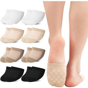 Women's Toe Socks for Mules Half Socks Toe Topper Covers No Show Invisible Non-slip Liners for Clogs Flats 6/8 Pairs