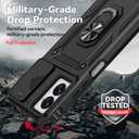 for Moto G Power 2024 Case,Motorola G Power 2024 Case with Tempered Glass Screen Protector and Slide Camera Cover, Magnetic Ring Car Mount Holder Cover for Motorola Moto G Power 2024 Black