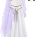ReliBeauty Kids Greek Goddess Gostume Girls with Headband (7-8/140, Purple)