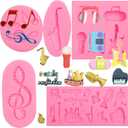Music Note Fondant Mold 4 Pcs, Musical Instruments Chocolate Silicone Mold Piano Saxophone Boombox Microphone Radio Guitar Mold for Cake Decoration Candy Sugar Cupcake Topper Polymer Clay Crafts