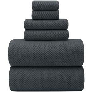 YTYC Towels, 39x78 Inch Oversized Bath Sheets for Adults Luxury Extra Large Bath Towels Sets of 6 Super Soft Shower Towels for Bathroom Microfiber 80% Polyester(Charcoal Grey,6 Piece)
