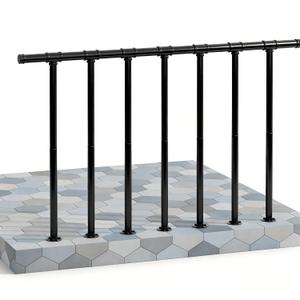 Deck Railings Metal Porch Railing Guard Rail Kit with Balusters Wrought Iron Flat Railing Kit Outdoor Metal Railings for Deck, Porch, and Balcony, Black (34 in. H x 4 ft. W)