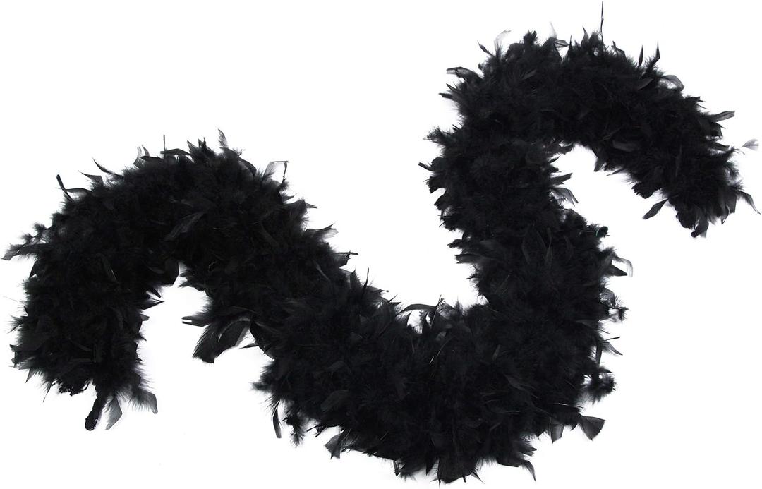 Fukang Feather Turkey Chandelle Feather Boa 72'' 100 Gram (Black)