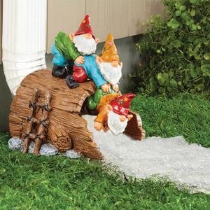 Elenon Playful Gnome Decorative Gutter Downspout Extension Statue, Elf Gutter Guardian Rain Downspout Extender, Garden Splash Block Outdoor Sculpture for 3"  4" Down Spouts Decor (Gonmes)