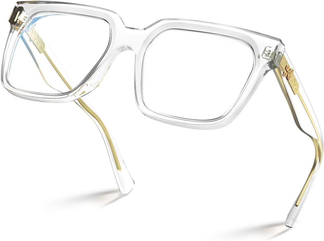 VISOONE Rectangle TR90 Blue Light Blocking Glasses Computer Eyewear with Preppy Look for Women and Men Cougar (Crystal)
