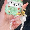 Coralogo for AirPods 4 Case with Pearl Keychain - Cute Women Glitter Shell Design Cover Girls Girly Pretty Stylish Kawaii Girlish Protective for Apple for AirPods 4 Case, Mushroom Leaves