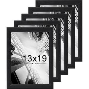 KTKDE 13x19 Picture Frame Set of 5,Black Wooded frames, Vertical & Horizontal Wall Hanging for Wall Display,Studio Gallery Photo Frame for Photos, Posters & Art Prints