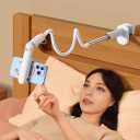 Gooseneck Phone Holder for Bed Laying Down with Clamp, Flexible Arm Overhead Phone Mount for Desk Bedside, Cell Phone Stand Adjustable Fit for iPhone 16 Promax, 15 Pro, 14 Plus, 13 & 4-7" Phone
