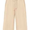PRETTYGARDEN Womens Summer Outfits 2 Piece Sets Casual Ribbed Knit Crop Tube Top Wide Leg Pants Spring Matching Lounge Set (Small, Apricot)