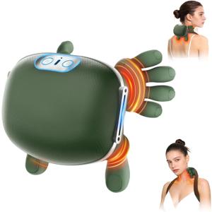 Neck Massager with Heat, Bionic Deep Tissue Shiatsu Kneading, Cordless Rechargeable HandsFree Wearable for Muscles, Home Office Back and Shoulder Massagers with Fingers