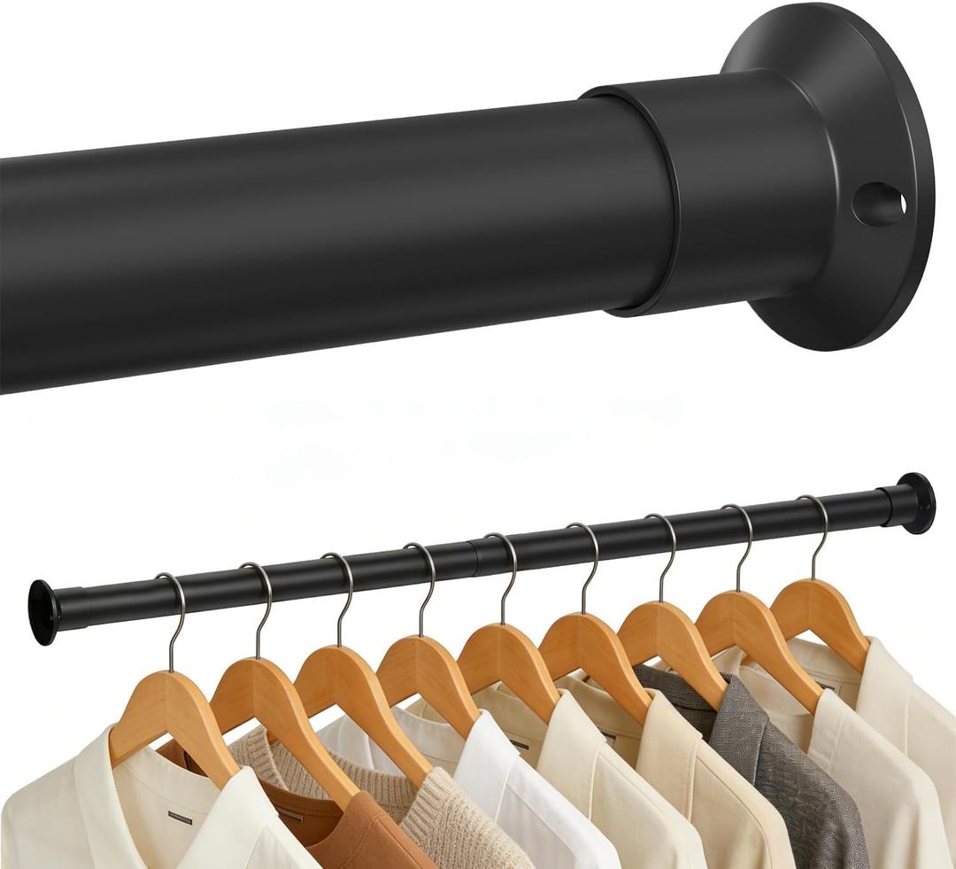 TOPROD Closet Rod,18 to 32 Inches Adjustable Closet Rods for Hanging Clothes Heavy Duty Closet Hanging Rod Closet Poles for Wardrobes,RV,Laundry