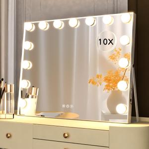 Manocorro 23x18 Inch 15 LED Bulbs, Vanity Mirror with Lights Hollywood Makeup Mirror, Large Vanity Lighted Mirror with 15 LED Bulbs (Regular)
