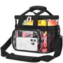 Double -Deck Clear Lunch Bag for Work with Adjustable Shoulder Strap and Top Compartment for Work, Picnic, Beach, School