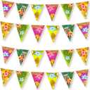 FEPITO 4 Pack Hawaiian Bunting Banner Luau Party Tropical Party Bunting Totally 12 Meters
