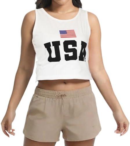 GUANGHE Women American Flag Tank Tops Adult USA Flag Shirt 4th of July Patriotic Sleeveless Tops, 3XL