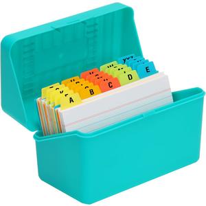 H4D 3x5 Index Card Holder with 100 Heavyweight Ruled Index Cards and 25 Plastic Dividers, Teal