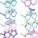 Tenare 24 Pieces Mermaid Party Decorations Paper Mermaid Themed Paper Eyeglasses Summer Beach Photo Booth Props