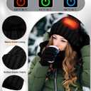 3 Pcs USB Heated Hat Scarf Gloves Set for Men Women Warm Gift No Power Supply Included (Black)