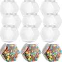 12PCS Plastic Candy Jars with Lids 30oz Hexagon Candy Jars, Plastic Cookie Jars with Lids Clear Candy Containers Reusable for Snacks, Candy, Cookie, Coffee Pod