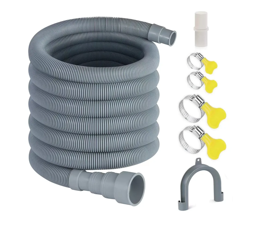16.4ft Washing Machine Drain Hose, Universal Drain Hose Extension Kit for Washer, Dishwasher, Flexible Discharge Hose for LG/GE/Samsung, Fit up to 1-1/2 Inch Drain Outlets (16.4)
