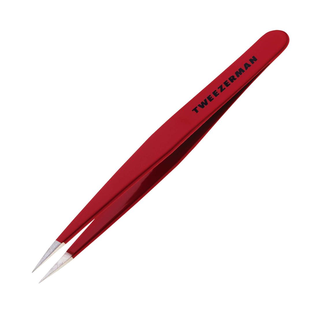 Tweezerman Stainless Steel Point Tweezer in Assorted Colors, Red