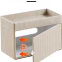Tissue Box Cover Rectangle with Storage Tray, PU Leather Tissue Holder for Bathroom Vanity Countertop Night Stands Bedroom Office Desk, Stylish Rectangular Tissue Box Holder (Beige)