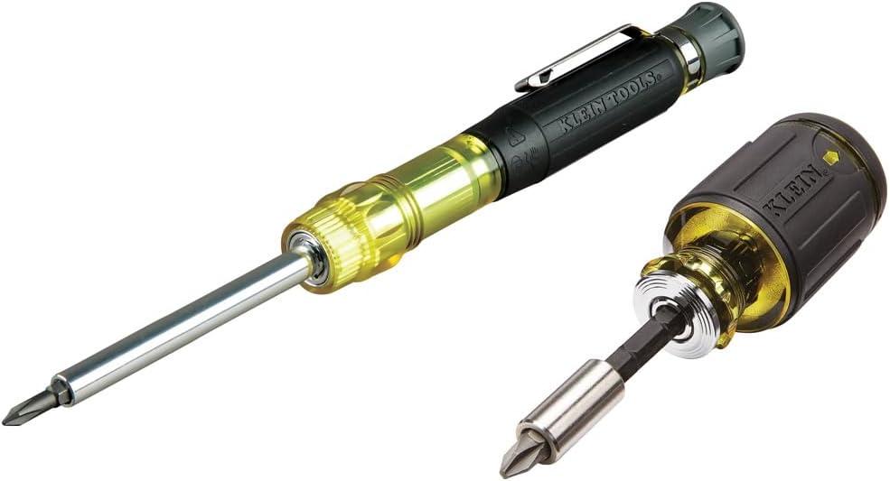 Klein Tools 80037 Screwdriver Tool Set, Multi-Bit Pocket Precision Screwdriver and Adjustable Length Stubby, 2-Piece
