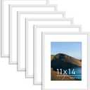 PEALSN 11x14 Picture Frame Set of 6, Display Pictures 8x10 with Mat or 11x14 without Mat for Wall Mounting or Table Top Display, Photo Frames Collage for Wall Decor, White.