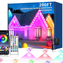 200FT Permanent Outdoor Lights for House,Waterproof Smart RGB LED Eaves Lights，permanent outdoor lights with App/Remote Control,Music synchronisation，for House,Halloween,Roof,Christmas Decorations