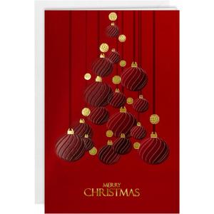 easykart labels 16 Christmas Greeting Cards with Gold Foiling & Embossing with Envelopes, Dark Red Colour, 6.75 x 4.5 Inch Merry Christmas Cards with Seal Stickers For Friends, Family and loved Ones