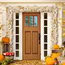 Waipfaru 2Pcs 5.8ft Fall Garland with Lights, Mantle Fireplace Autumn Garland with Pumpkins, Berries, Silk Material, White, L-Shaped, Indoor/Outdoor Porch Thanksgiving Halloween Decorations