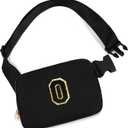 Uygafly Personalized Belt Bag for Women Girls - Fashion Mini Waist Packs with Adjustable Strap - Trendy Travel Fanny Pack Crossbody Bags with Initial Letter - Teen Gifts | Black,Black O
