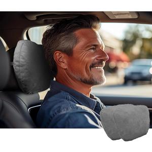 Car Neck Pillow for headrests, Superfiber Suede Support Head Pillows,Plant-Based Polyester,11.8x7.5 refillable&Multiple&Adjustable Drive Vehicle Cushion Seats(Grey, car Neck Pillow 2pcs)